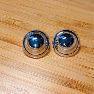 Monet Classic Round Silver Clip On Earrings